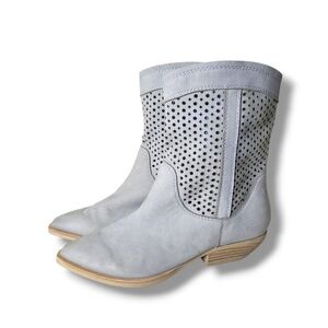 Dolce Vita Gray Suede Ankle Boots Perforated Size 6
